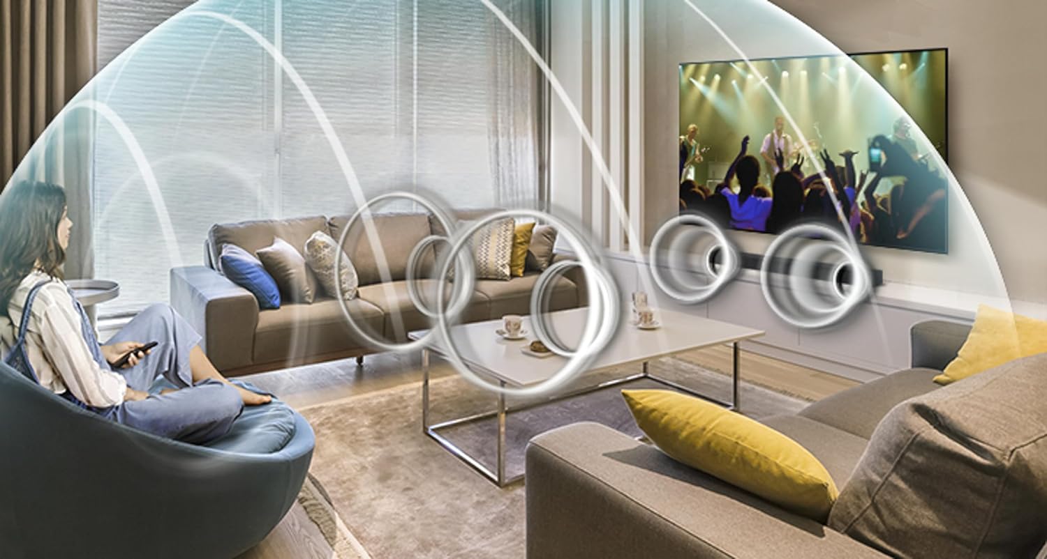 Sound waves illustrating surround sound