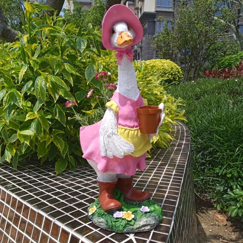 Couple Duck Garden Statue Duck Succulent Plant Flowerpot Goose Flowerpot Indoor and Outdoor Art Decoration Courtyard Terrace Balcony Living Room Office Decoration Festival Gifts