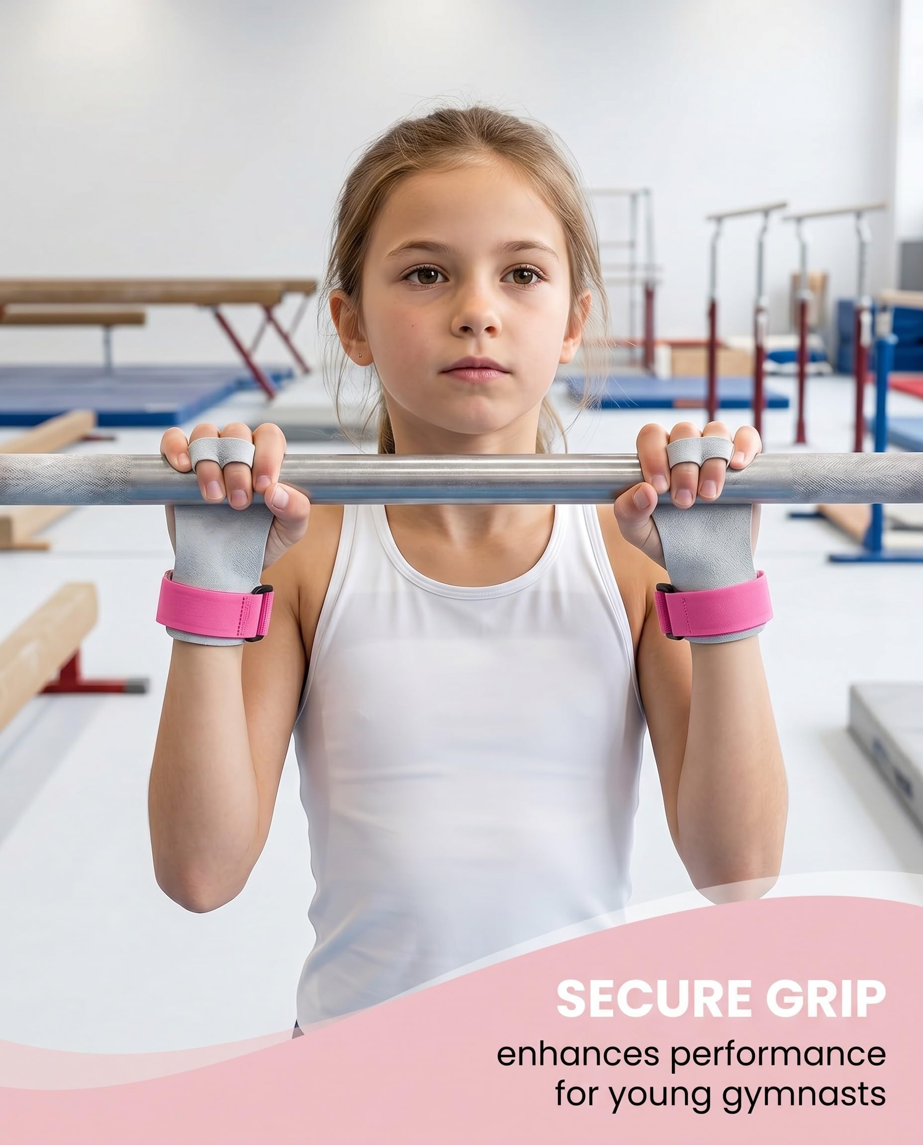 Protezioni Mani Ginnastica Bambini S Rosa 2 Pezzi. Presa Sicura Anti-vesciche per Allenamento Sbarra, Anelli & Calisthenics. Supporto Polso Confortevole.