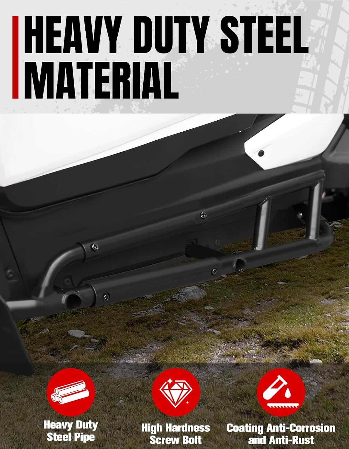 A & UTV PRO Nerf Bars for RZR XP 1000 2024 2025, Heavy Duty Rock Sliders for Polaris RZR XP 1000 Accessories Combination Tree Kickers 2 Seat, Replace OEM# 2884472-458