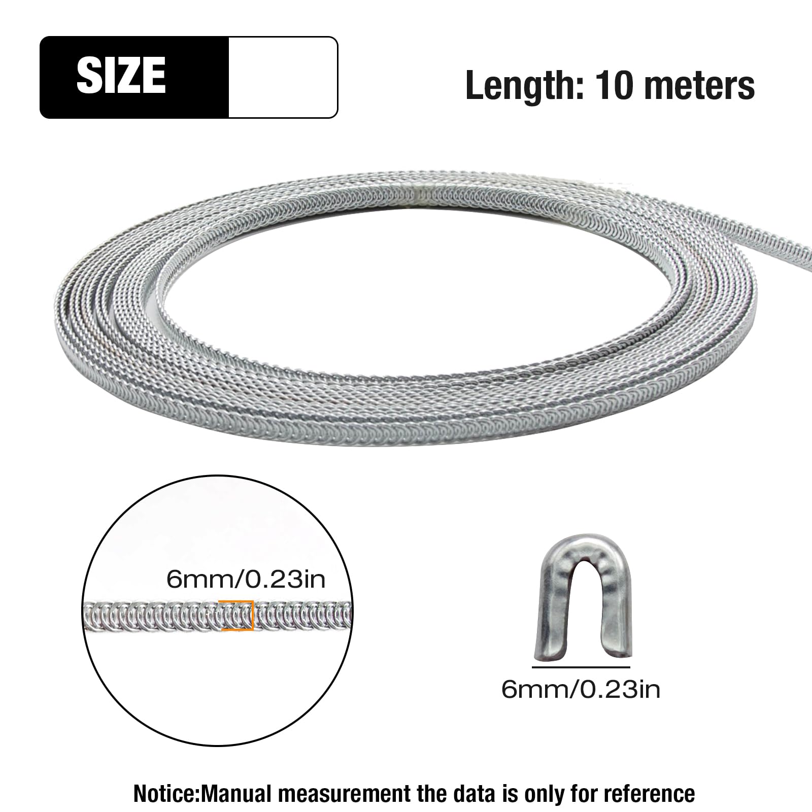 Corsé de acero de metal de 10 yardas de 1/4 pulgadas precortado con 50 puntas de estructura y forma para corsés, lencería, vestidos, sombreros, disfraces, manualidades y más (6 mm) (1/4 x 32.8 pies,