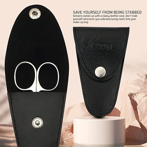 Miniatura 7 de ROUSE Tijeras de cutícula Tijeras de aseo profesional Tijeras de acero inoxidable para cejas, tijeras de pestañas, bigote, tijeras de manicura para