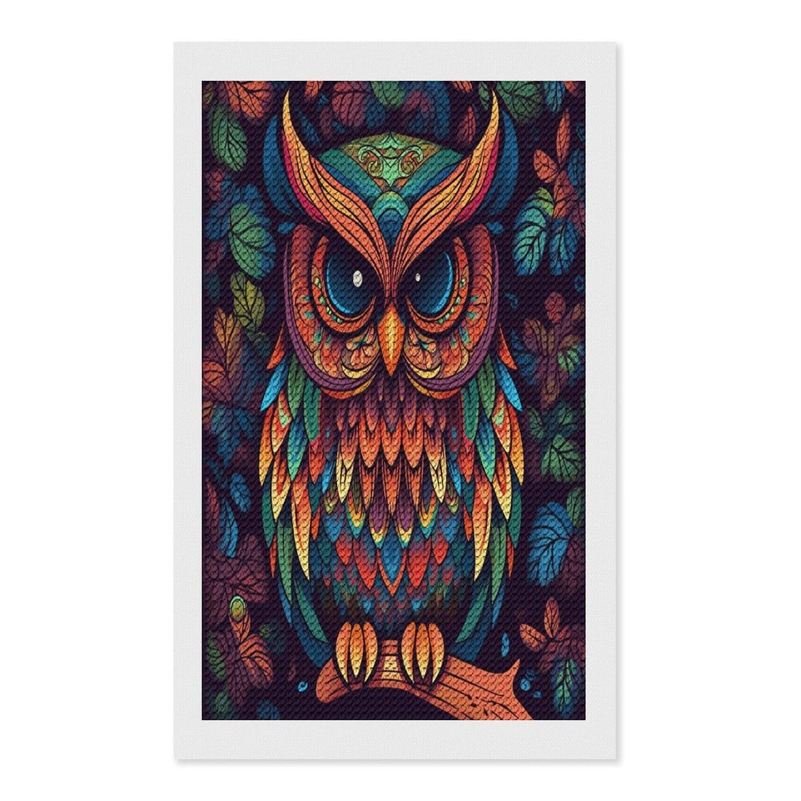 FodPand Color Owl Pattern Diamond Art Kits for Adults Diamond Painting Kits for Beginner 5D DIY Full Round Drill Diamond Dot Painting Gem Art Crafts for Home Wall Decor