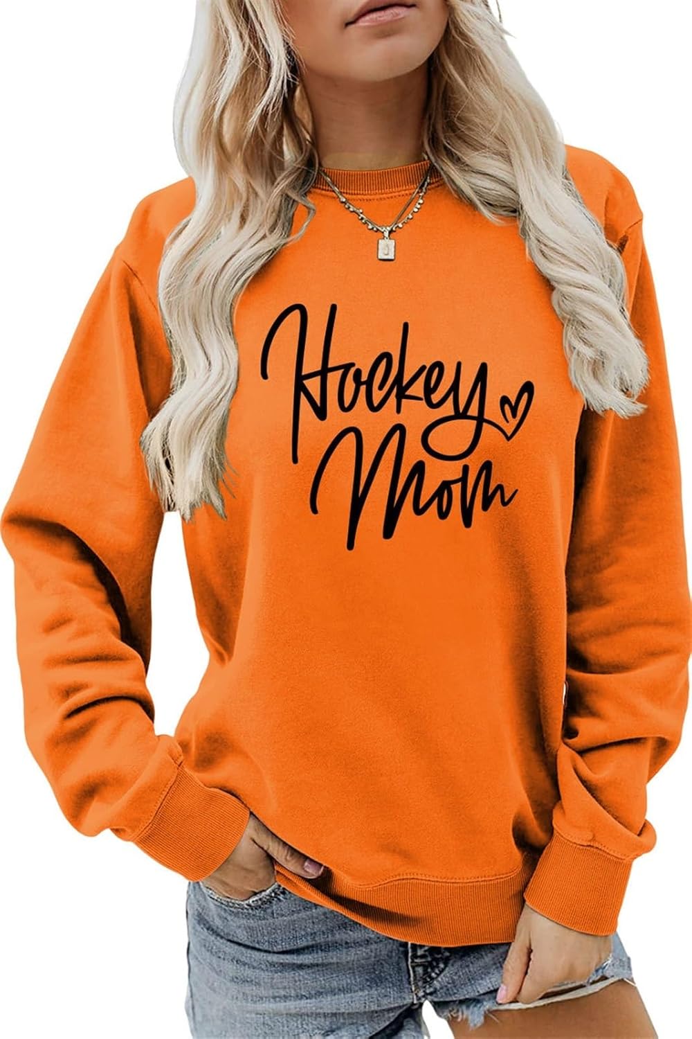 Hockey Mom Sweatshirt Graphic Shirt Women Long Sleeve Crewneck Pullover