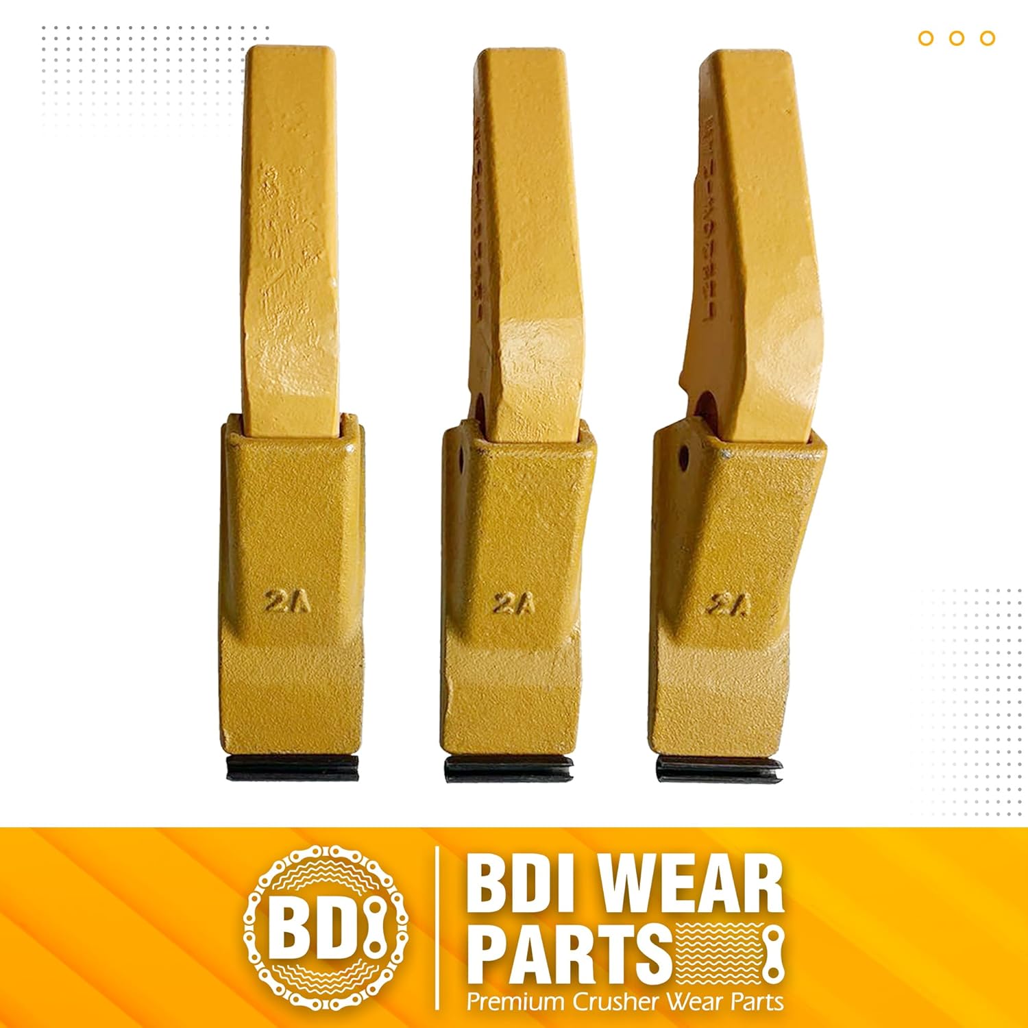 BDI Wear Parts Weld-on Flush Mount 2A Bucket Shanks 2AH Original Fab Bucket Teeth with Pins Backhole Excavator Bucket Digging Teeth Adapter-3Set
