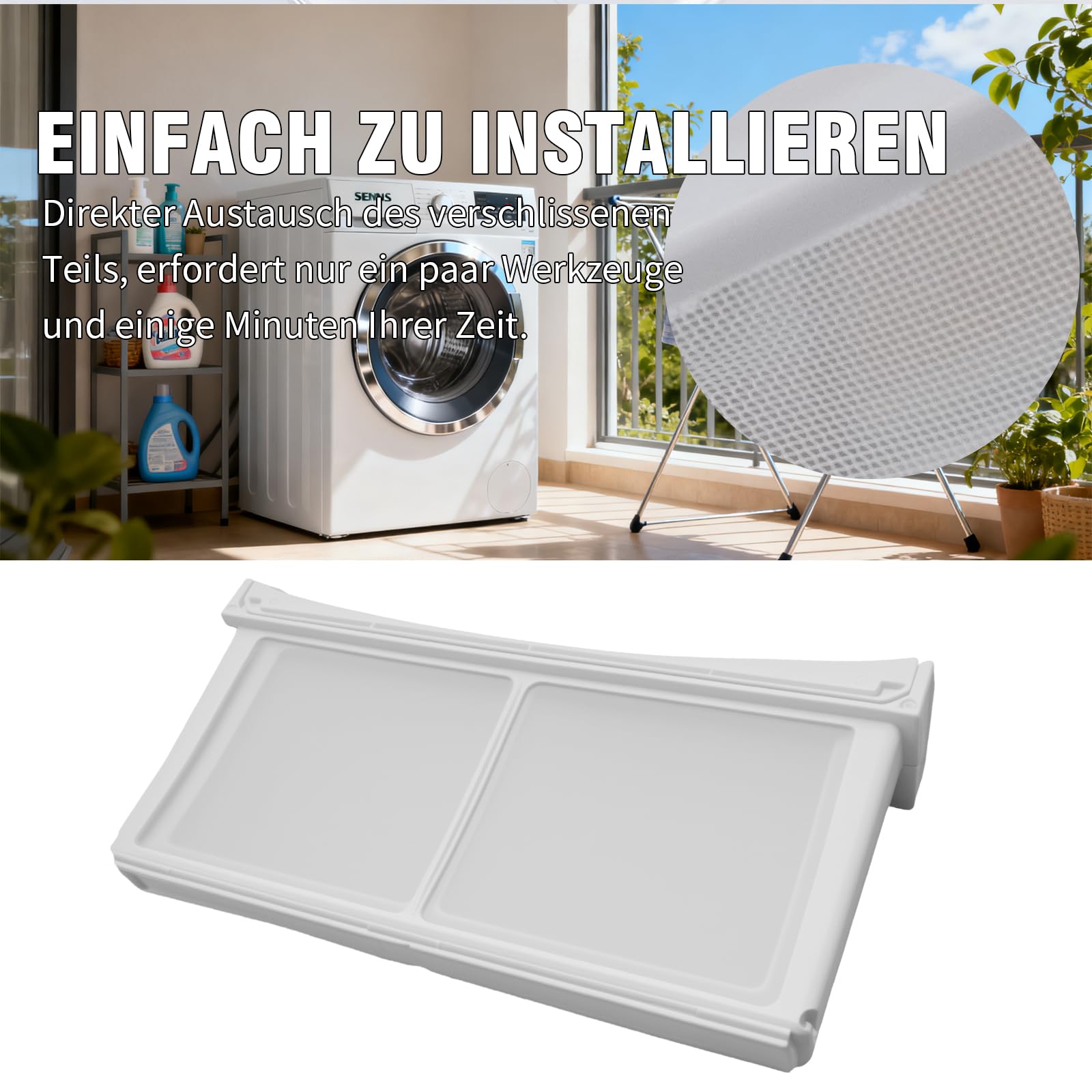650474 Flusenfilter Ersatz für Bosch Siemens, Ersatz für Wäschetrockner und Waschmaschinen iQ300, iQ500, iQ700, Avantixx 7, EcoLogixx 7, Maxx 7, ersetzt 00650474