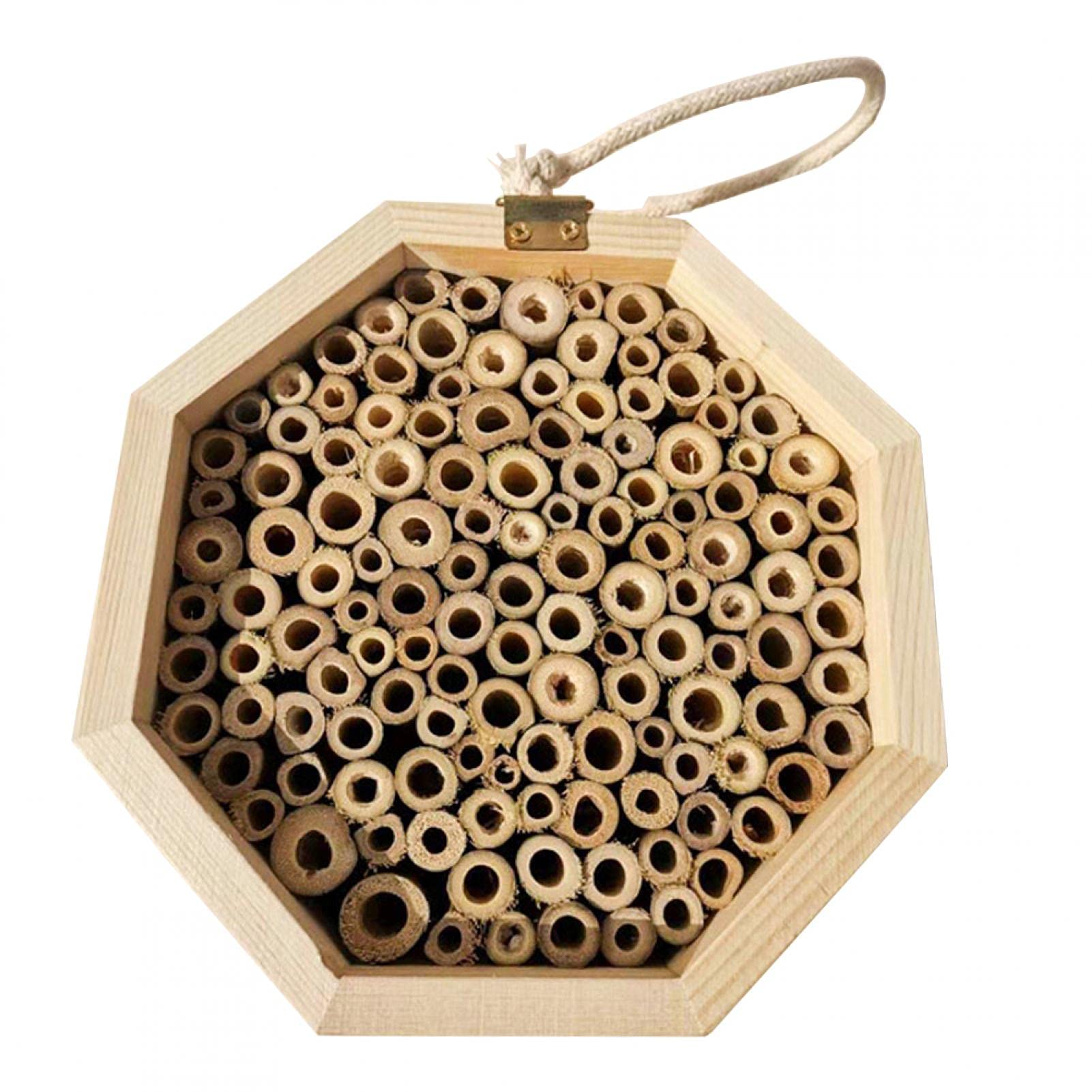 CALIDAKA Wooden Insect Bee House,Wooden House Pollinator Bee,Handmade Natural Wooden Bee Hive, Bee Hotel Garden,Attracts Peaceful Bee Pollinators to Enhance Your Garden's Productivity