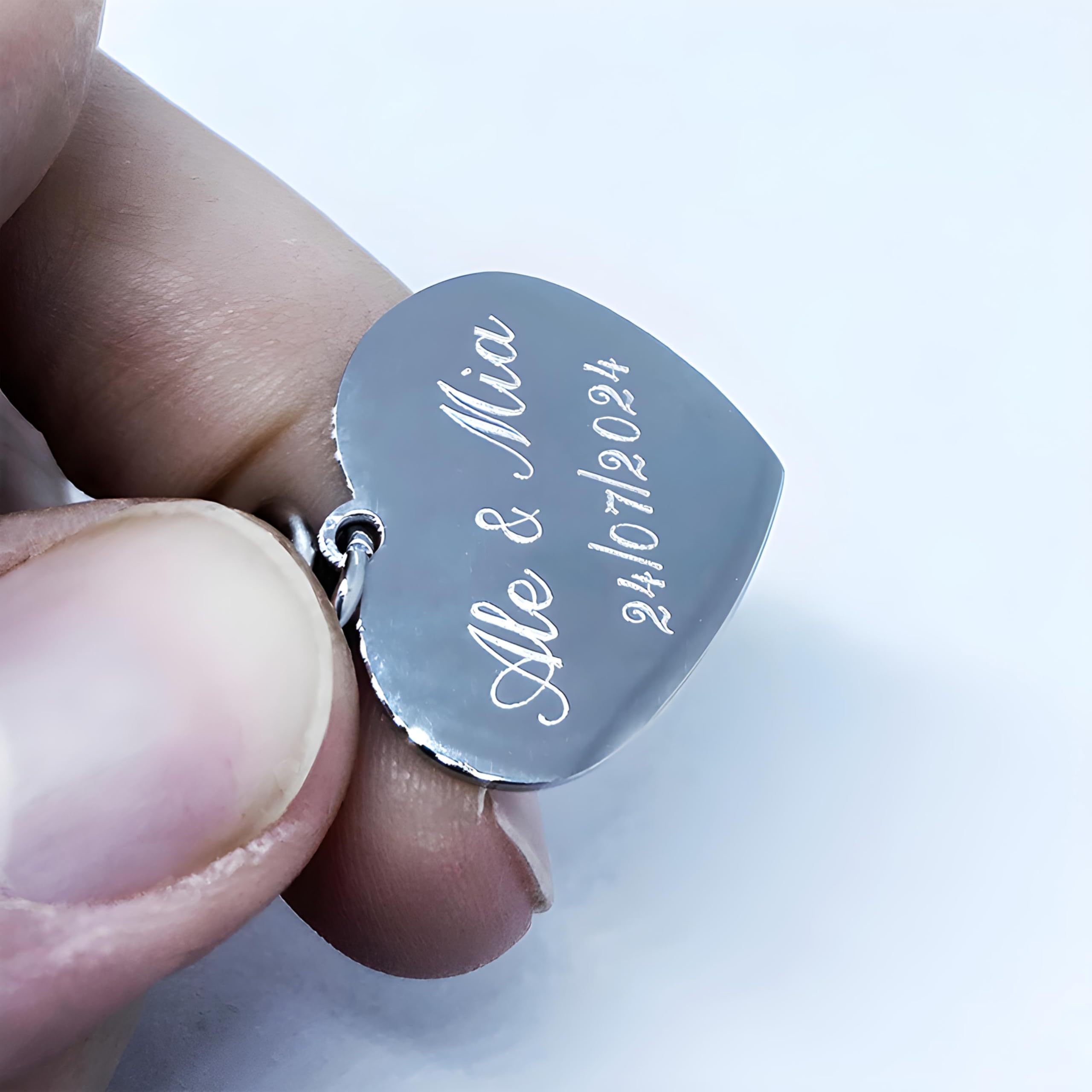 Collar Corazón con Foto Grabada | Medalla Personalizada para Mujer | Acero Inoxidable con Imagen y Texto en el Reverso | Joya Regalo con Fotograbado en Forma de Corazón