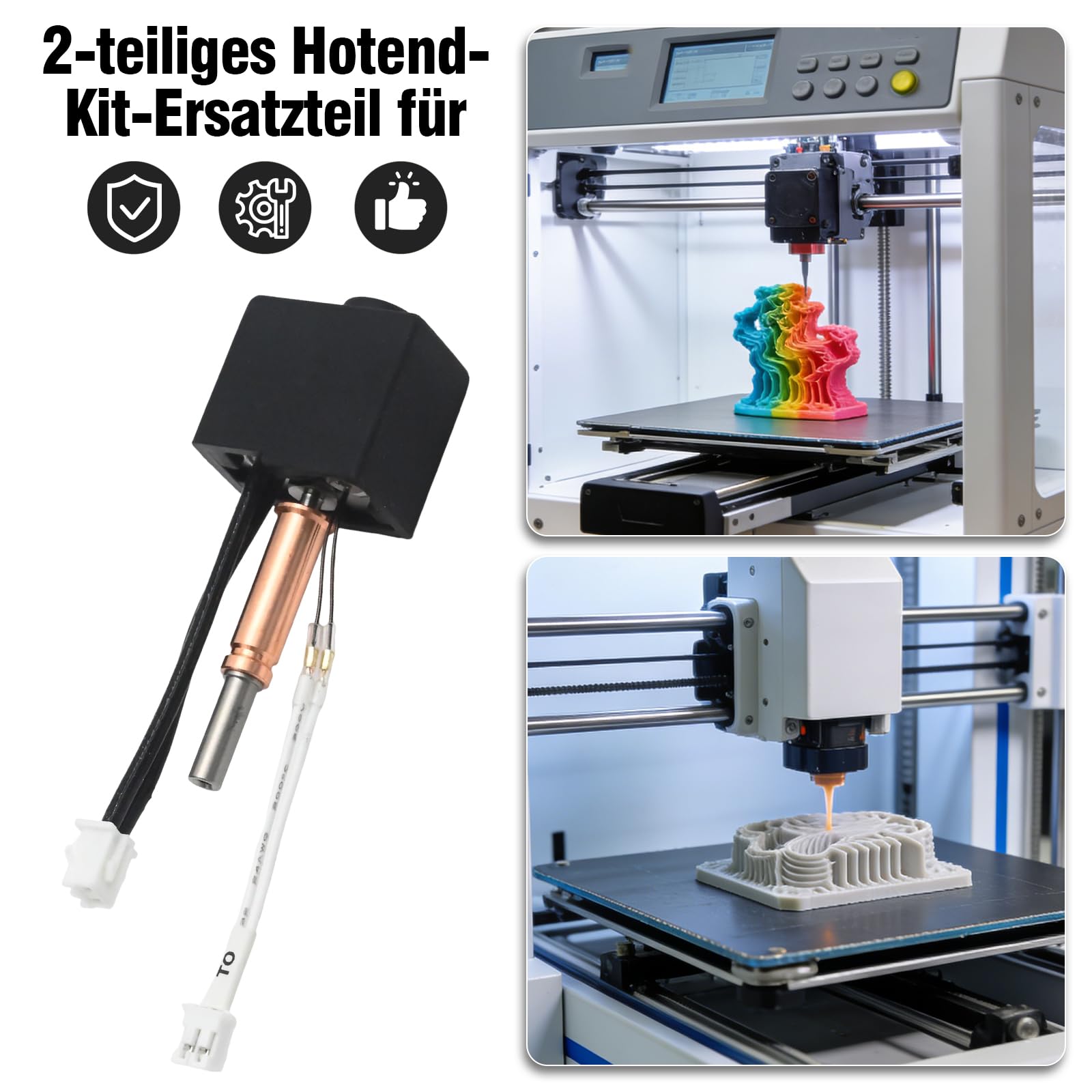 2 sztuki 0,4 mm Hotend Kit, część zamienna do Anycubic Cobra 3, mosiężna dysza 0,4 mm, z ceramicznym wkładem grzewczym 24 V, akcesoria do drukarki 3D