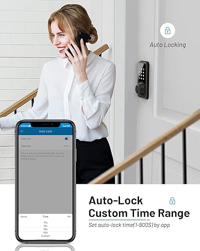 Miniatura 7 de Zowill DK07G - Cerradura inteligente WiFi, cerradura de puerta de huellas dactilares con aplicación y control de voz, cerradura de puerta