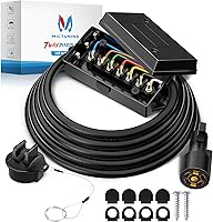 MICTUNING Heavy Duty 7-Way Trailer Plug Cord with Junction Box, 8FT Weatherproof for RV Camper Trailers