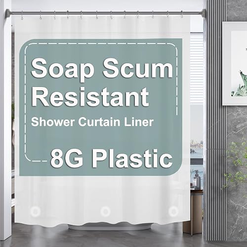 AmazerBath Plastic Shower Curtain 84 Inches Long, 72 x 84 Frosted Weighted Extra Long Shower Curtain, PEVA Heavy Duty Tall Bathroom Curtains with 3 Big Clear Weighted Stones and 12 Grommet Holes