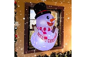 Dazzle Bright Christmas Inflatables Blow Up Snowman Broke Out from Window with Built-in LED Lights