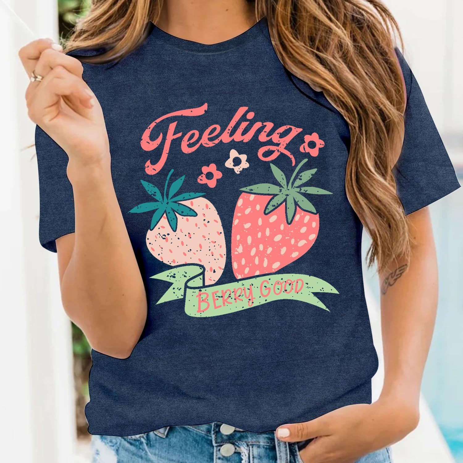 LBP Strawberry Shirt Womens Cute Fruit T-Shirt Girls Fruit Lover Shirt Feeling Berry Good Graphic Tees - Image 3