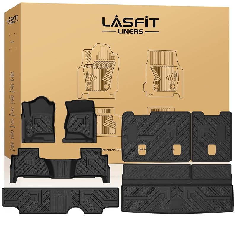 Kit de Tapetes Automotivos e Tapete de Porta-Malas em TPE LASFIT para Chevrolet Tahoe, GMC Yukon e Escalade 2015–2020, 7/8 lugares