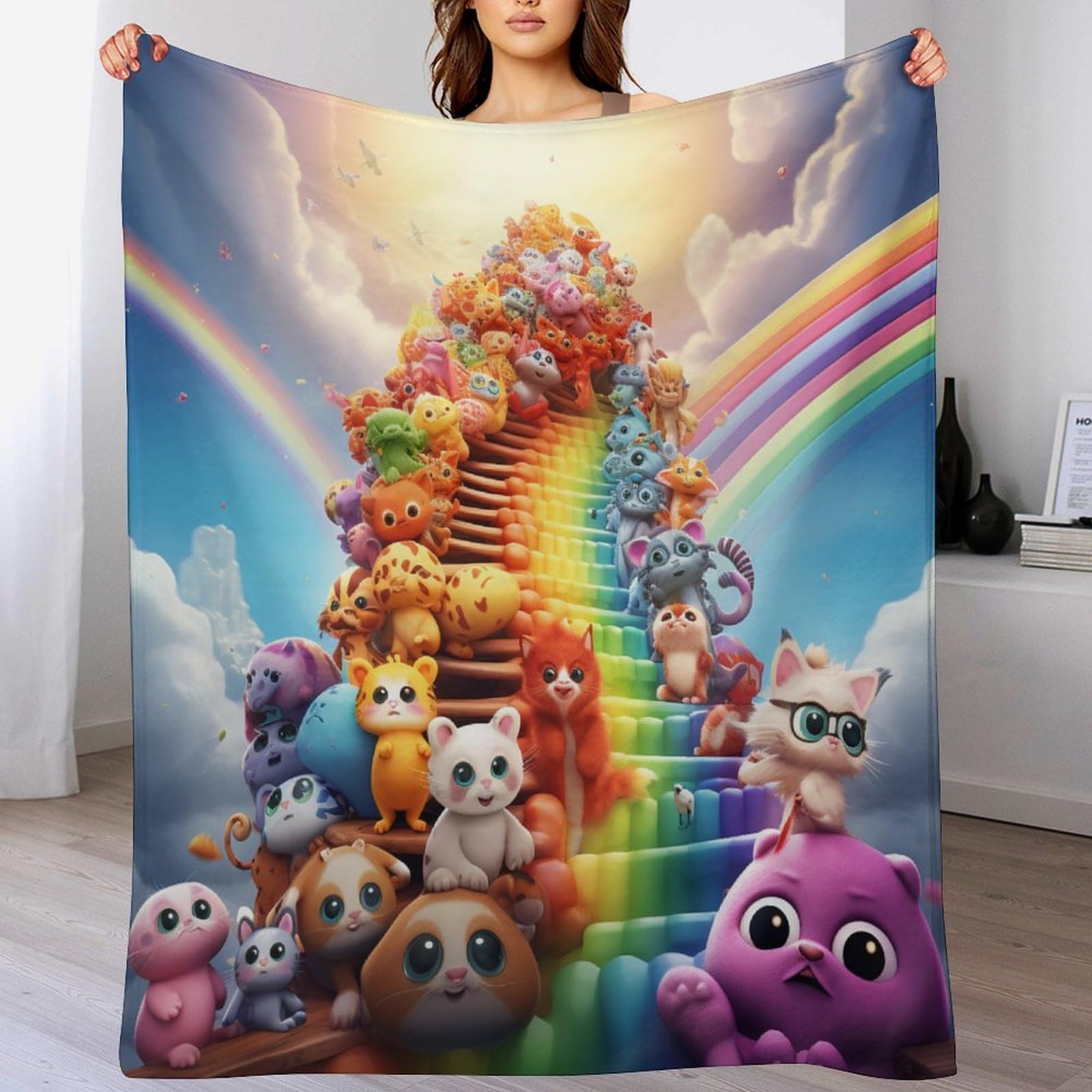 Manta de forro polar para sofá y tardes de lectura manta infantil de animales 130x150cm