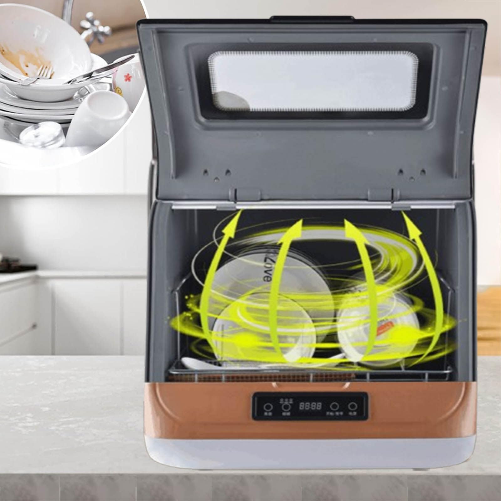 Lave-vaisselle portable de comptoir automatique or résidus de filtre