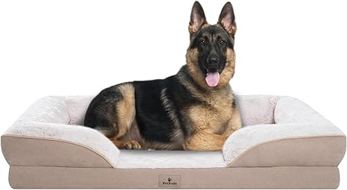 Miniatura 10 de Cama ortopédica XL para perros de tamaño grande - Cama lavable para perros grandes y gatos, impermeable, sofá para mascotas con funda extraíble y