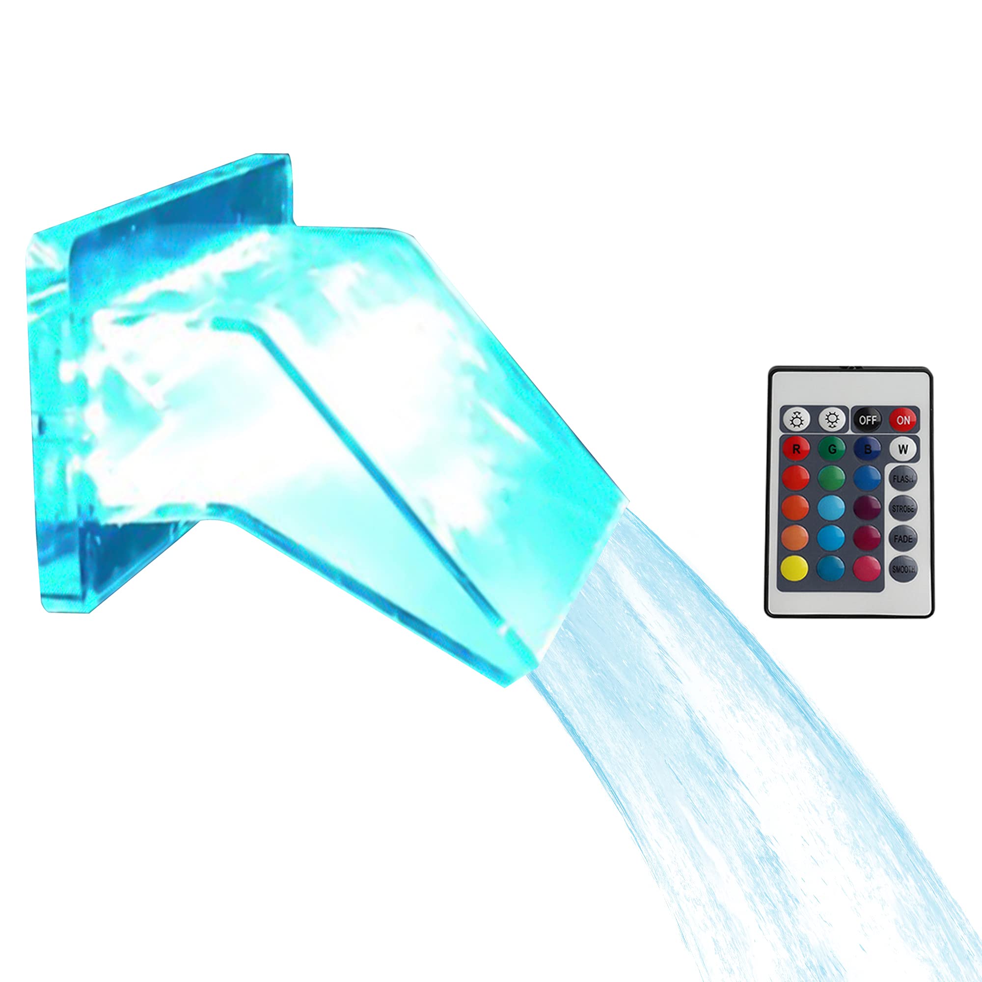 Fuente de Cascada Colorida, Fuente de Piscina acrílica LED con Control Remoto, Fuentes de Piscina para Piscinas sobre el Suelo, CE/FCC (#6 300 mm)