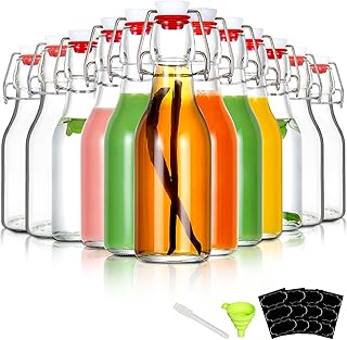YEBODA 12 Pack Swing Top Glass Bottles 8oz Flip Top Glass Bottles for Ho...