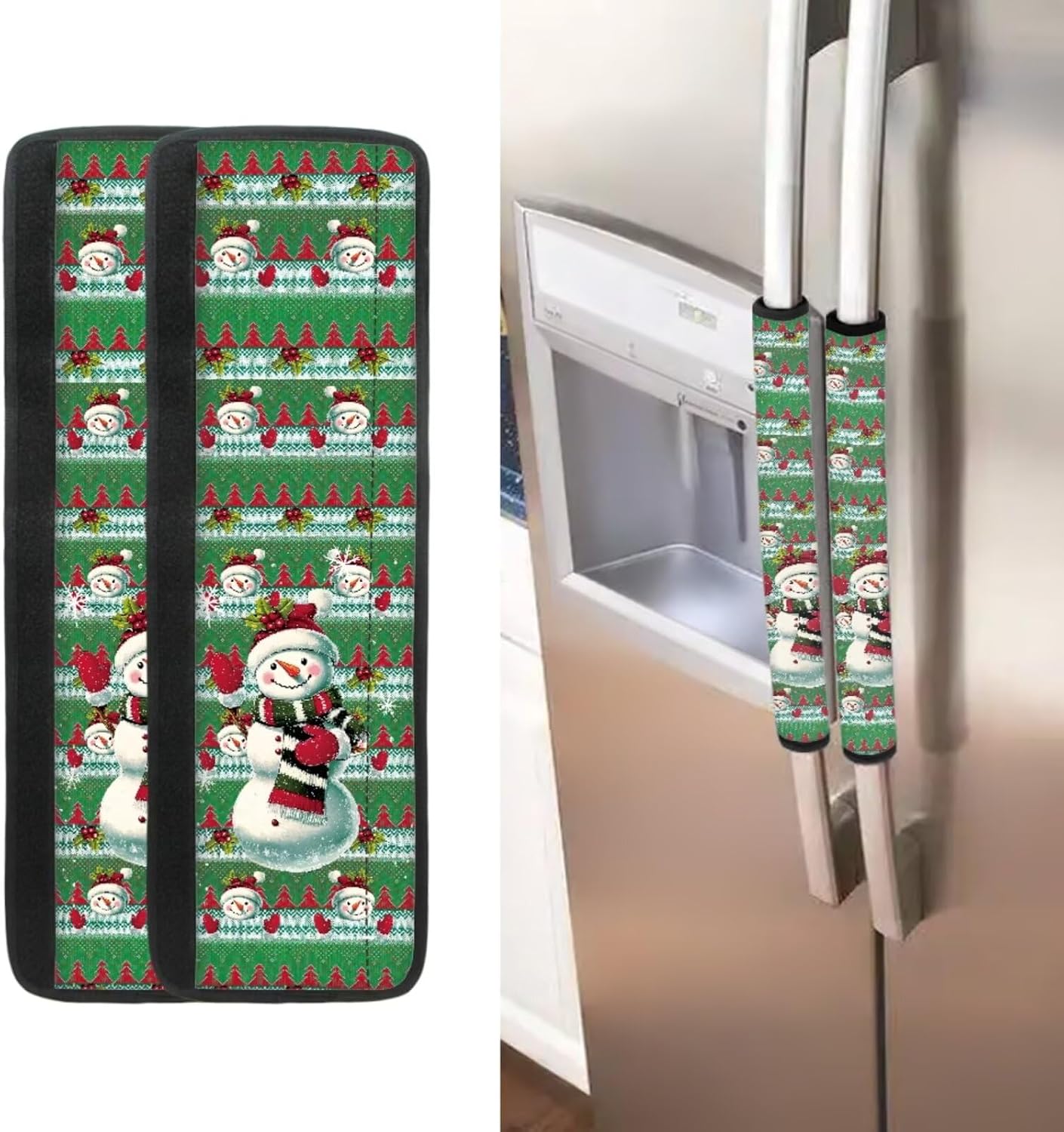 Christmas Refrigerator Door Handle Covers, 6PCS,Green Christmas Decorations Indoor Kitchen Appliance Decor Handles Keep Your Fridge Microwave Oven Stove or Dishwasher Clean