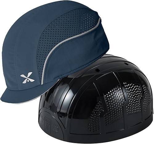 Vista 19 de TIHEEN Unisex Safety Bump Cap, Baseball Hat Style with Reflective Stripes Lightweight and Breathable Hard Hat Head Protection Cap 18110 Azul