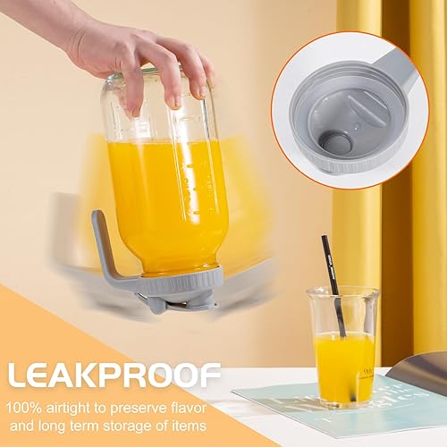 Miniatura 6 de Mason Jar Tapa abatible con asa, sello hermético y a prueba de fugas, boca ancha, paquete de 5