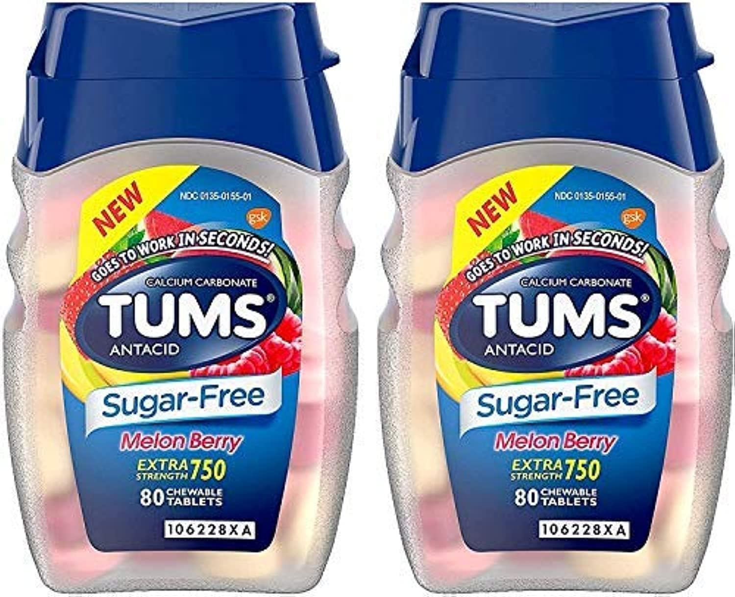 Tums Sugar Free Melon Berry 80 Count Pack of 2 Health