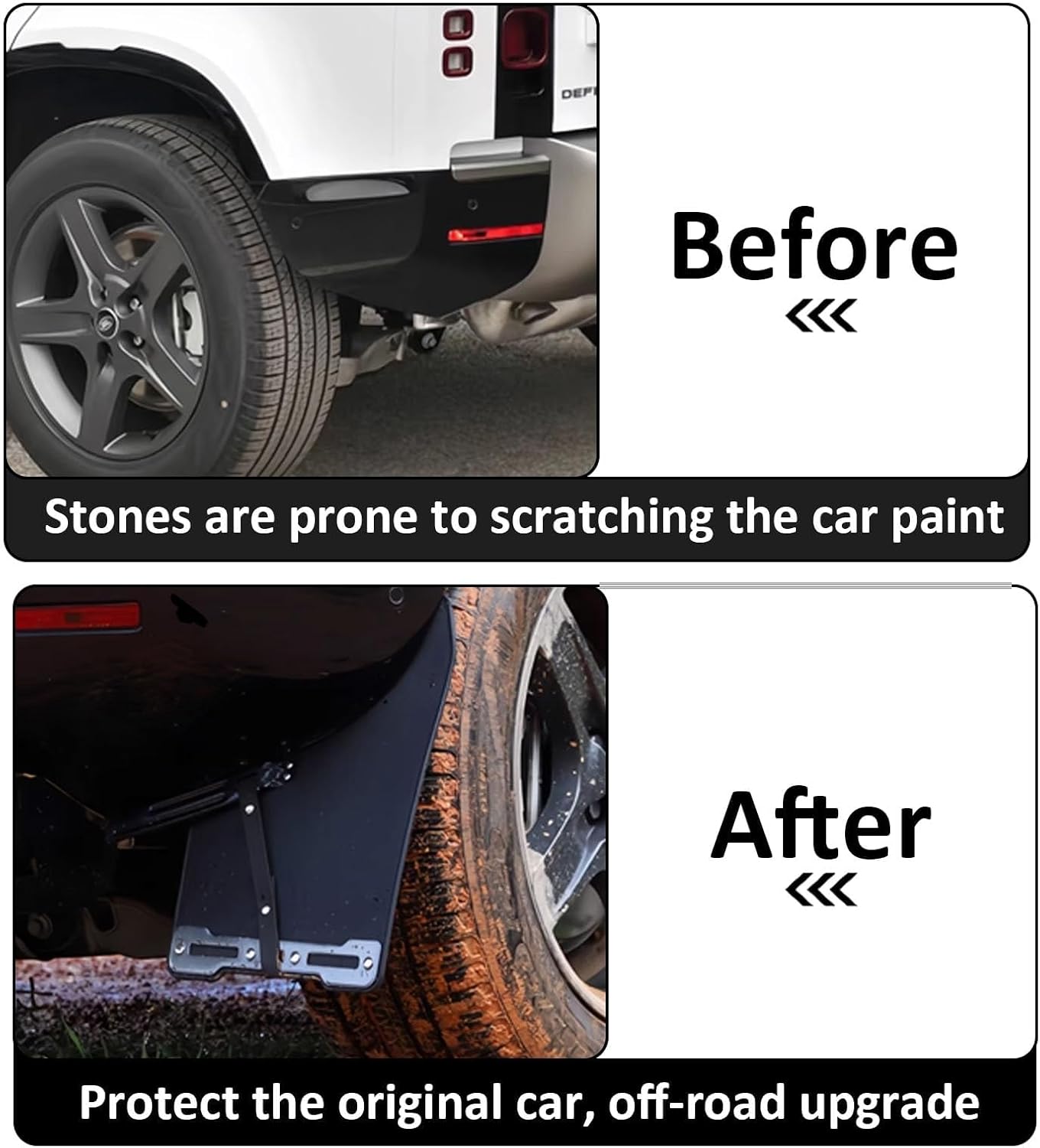 4pcs Mud Flaps Compatible with Land Rover Defender 90 110 2020-2025 Splash Guards Cover Soft Rubber&Metal Frame Wing OEM Fender Custom Fit Mud Flaps Defender 90 110（130 Not Applicable）