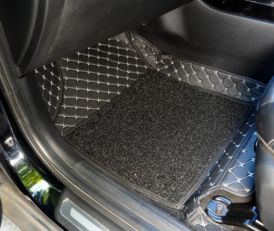 Image of PROTEGO 7D 7-Layer Car Mats Full Set Custom Fit for Toyota Innova Crysta | Double-Stitched PU Leather + Velcro Bottom for Anti-Slip Grip| Mono Grass, Heavy Duty Vinyl, Non Woven Fabric, Soft Foam, XPE