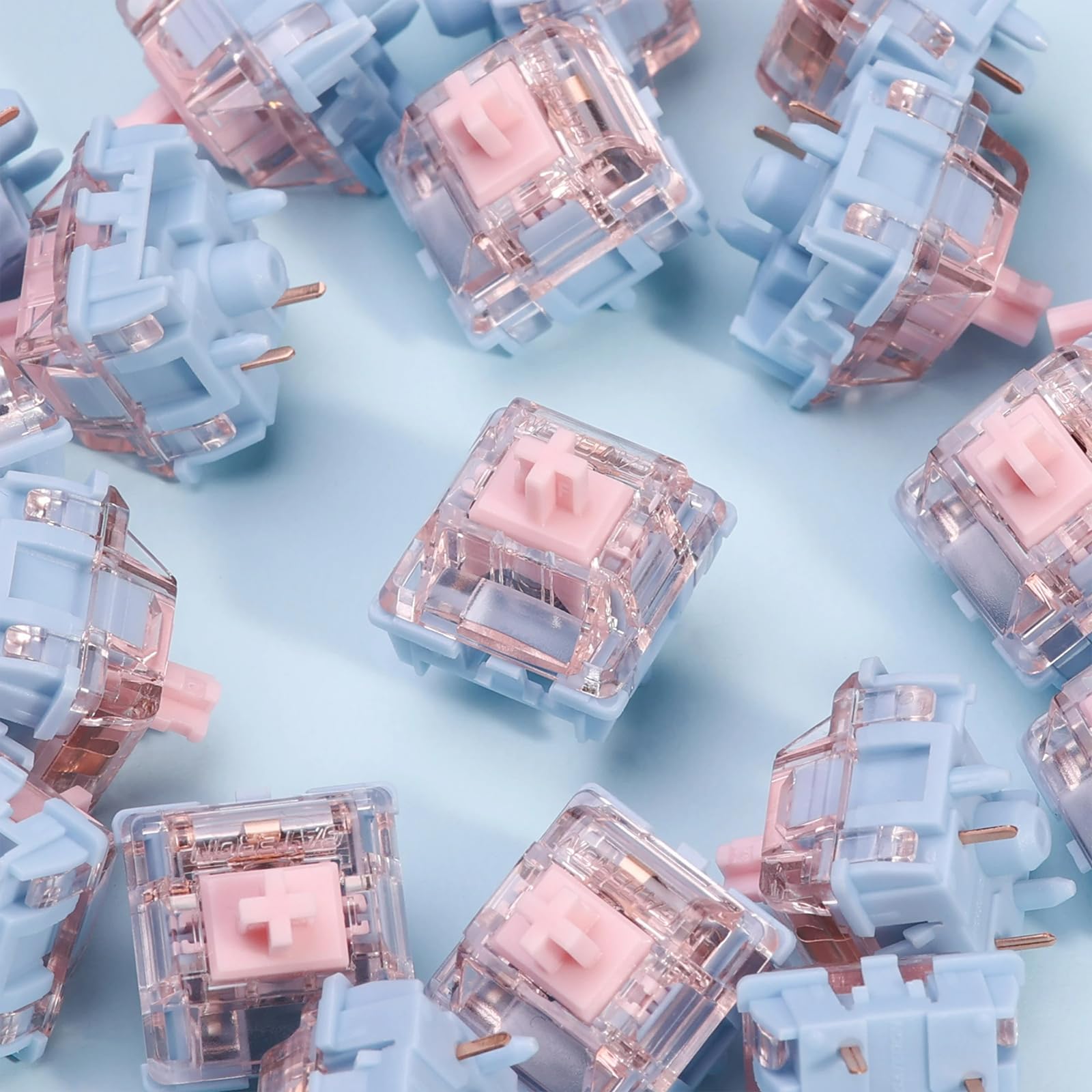 kutethy Gateron Interruptores de teclado melódico, Clicky RGB LED 5 pines prelubricados de fábrica 60gf interruptores para teclado mecánico MX (72 piezas)