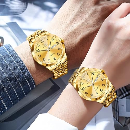 Miniatura 4 de OLEVS Reloj para Hombre Mujer Cara Grande Unisex Diamante Lujo Vestir Analógico Cuarzo Acero Inoxidable Impermeable Luminoso Fecha Negocios Informal