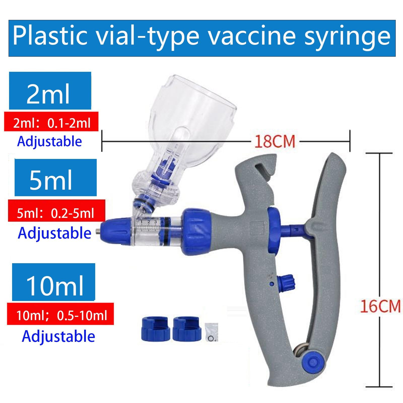 Siringa Automatica per Bestiame, Pistola per Iniezione Veterinaria, Inserimento Continuo In Bottiglia, Siringhe Regolabili(A-10ml)