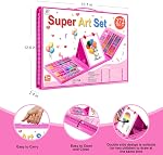 Art Kit, 272 Pack Art Set Drawing Kit for Kids Girls Boys, Deluxe Gift Art Supplies with Trifold Easel, Origami Paper, Coloring Pad, Sketch Pad, Pastels, Crayons, Pencils, Watercolors (Pink)
