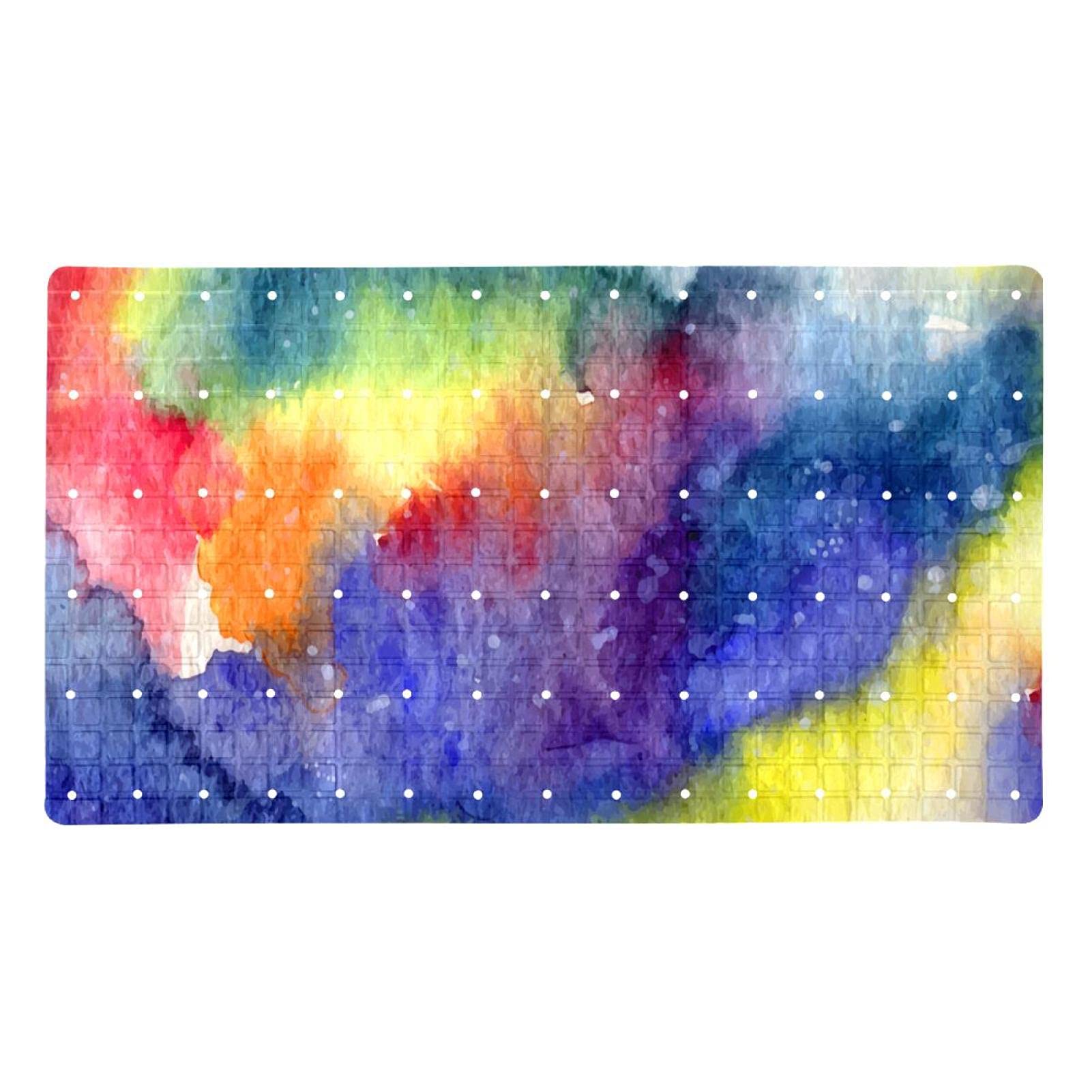 Tapis de bain antidérapant avec ventouses pour douche colorée