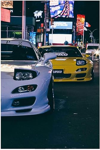 zhufuyl Póster de auto RX7 JDM Cars Posters Neon Retro Car Poster Japón Supercar Personalidad Pintura Decorativa Arte de Pared Pósters Regalos 12x18
