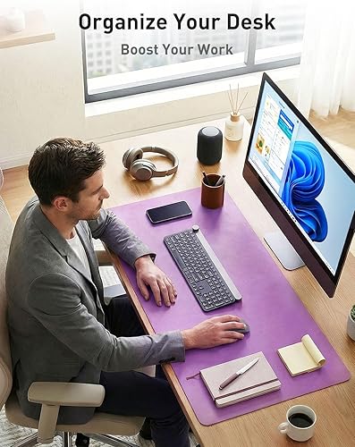 Miniatura 205 de Aothia Tapete protector de escritorio, alfombrilla para mouse, antideslizante, impermeable, de piel sintética, secante de escritorio, para Verde