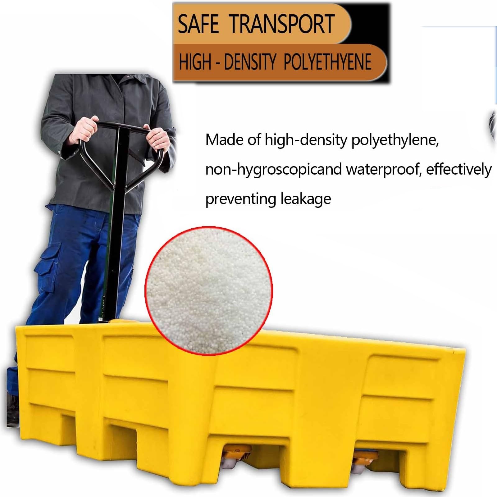 Bac de rétention d'huile en polypropylène durable avec orifice de drainage, 130 x 110 x 30 cm - Idéal pour un nettoyage facile dans les laboratoires et les solutions de stockage industrielle