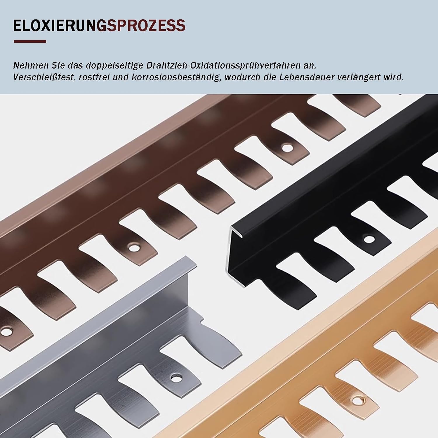 Flexible Treppenkantenkante für Fliesen, eloxiertes Aluminium, 135 cm, 2 Stück, Bodenbelag für Treppen, langlebige Oberfläche