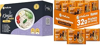 Hethstia Vegan Pho Konjac Noodles & High Protein Chicken Ramen Set, Low-Carb Shirataki Pho, 10-Pack Ready-to-Eat Healthy Konjac Pasta & 6-Pack 32g Plant Protein Chicken Ramen, Keto, Vegan, Low Calorie