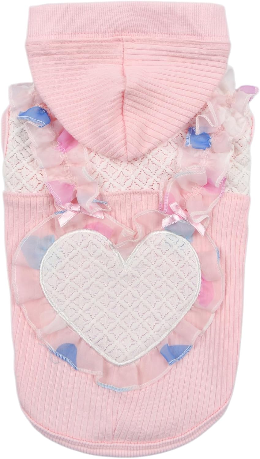 Pinkaholic New York Tiana Dog Shirt Hooded Trendy Fashionable Cute Dog Apparel for Small Dogs, Pink, Small