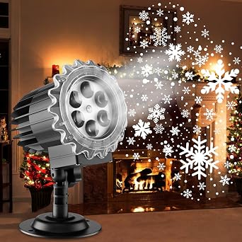 Christmas Snowfall Projector Lights, MILPROX Indoor Outdoor Holiday Snowflake Projector Lights, Clear Rotating Snow Falling Lamp for Halloween Xmas Party Garden Landscape DecorationSnow Spots
