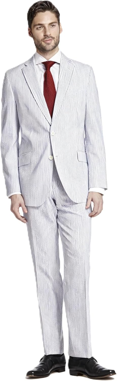 Palm Beach Men's Oxford Flat Front Grey and White Suit Separate Pants