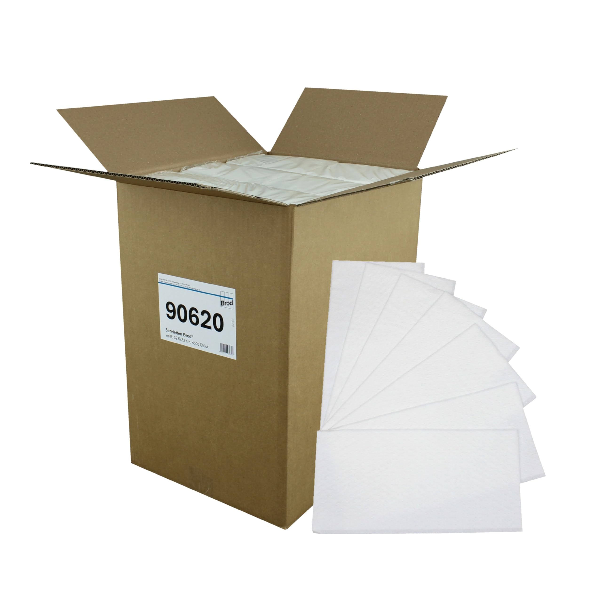 Brod® Servietten 4500 Stück, 1/8 Falz, 32 x 32,5 cm, 1-lagig, aus Zellstoff