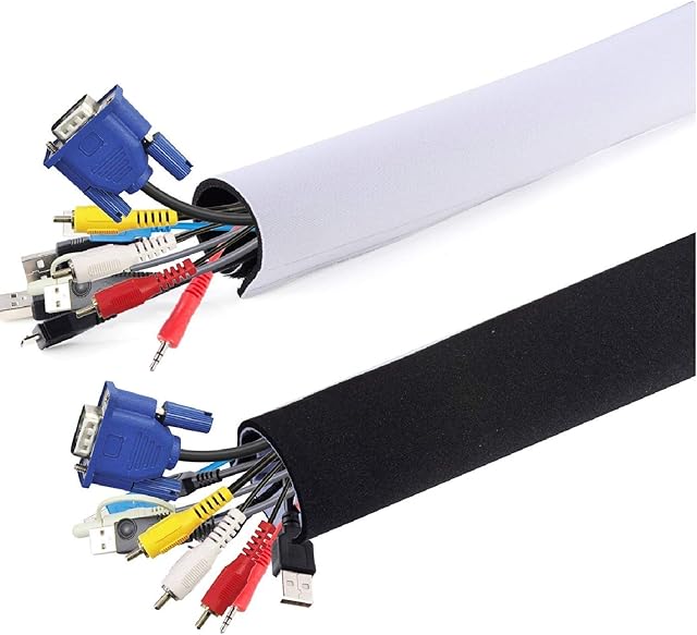 AGPTEK Neoprene Cable Sleeves for TV Computer Management Sleeves for PC/Home Theater/Speaker Home Entertainment Center(149cm long, 13.4cm wide) 1 Piece