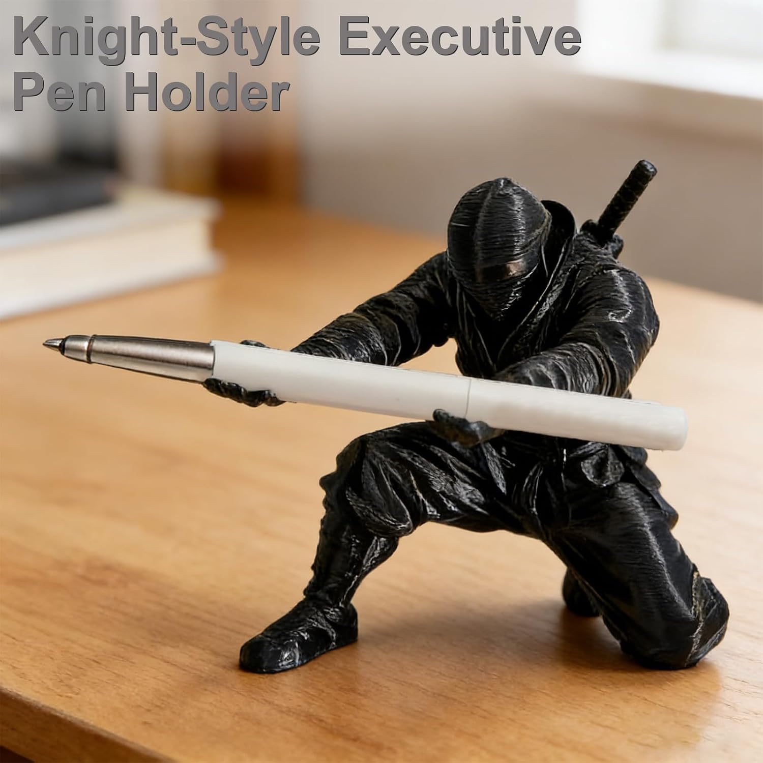 Knight-Style Executive Pen Holder -Plastic Ninja Samurai Design, Single Pen Capacity, Creative Desk Accessory for Office and Home image 2