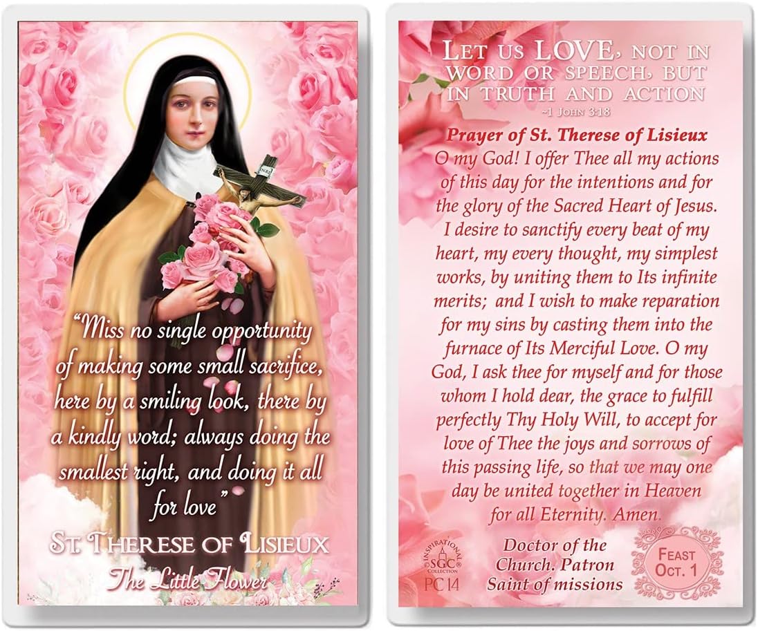 St. Therese of Lisieux Laminated Prayer Cards pack of 20