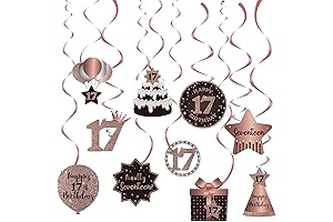 Happy 17th Birthday Decorations Rose Gold Hanging Swirls