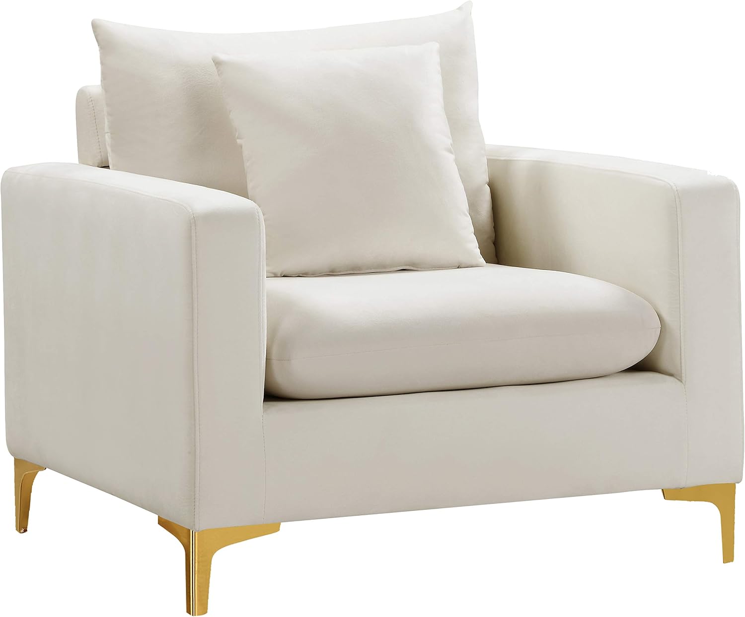 Meridian Furniture Naomi Collection Modern | Contemporary Navy Velvet Upholstered Chair with Stainless Steel Base in a Rich Gold or Chrome Finish,