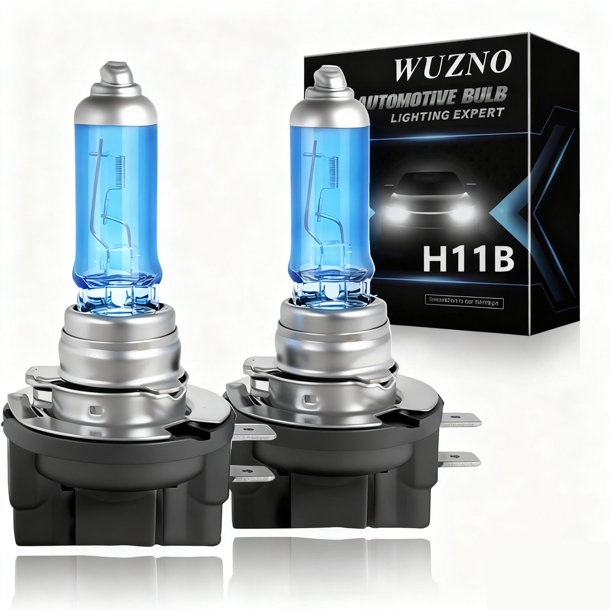 H11B Halogen Headlight Bulb, Fit Low Beam of Elantra 2007-2010, Santa fe 2009-1016, Sonata 2009-2010, Optima 2007-2013,Forte 10-13, Sportage 2011-2016. 12V 55W White 5000K Long Life 2 Pack
